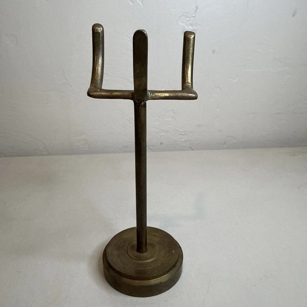 Vintage Brass Pocket Watch Stand T-Bar Jewelry Tree Ring Holder Display Rack